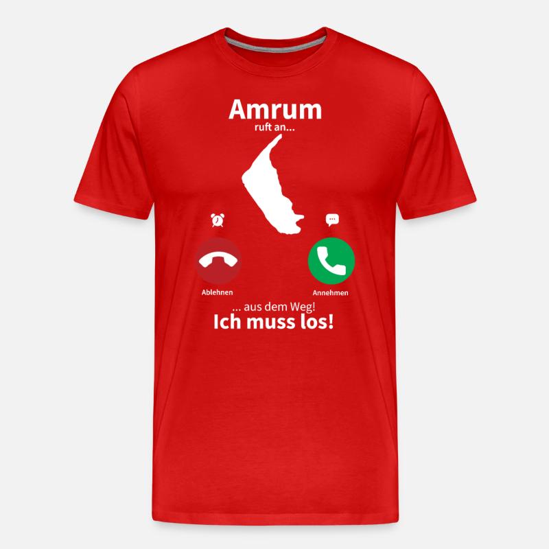 Amrum ruft an... - Männer Premium Bio T-Shirt - Rot