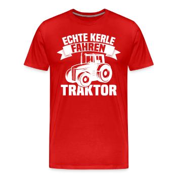 Echte Kerle fahren Traktor - Männer Premium Bio T-Shirt - Rot - Vorne - Damien (186cm)