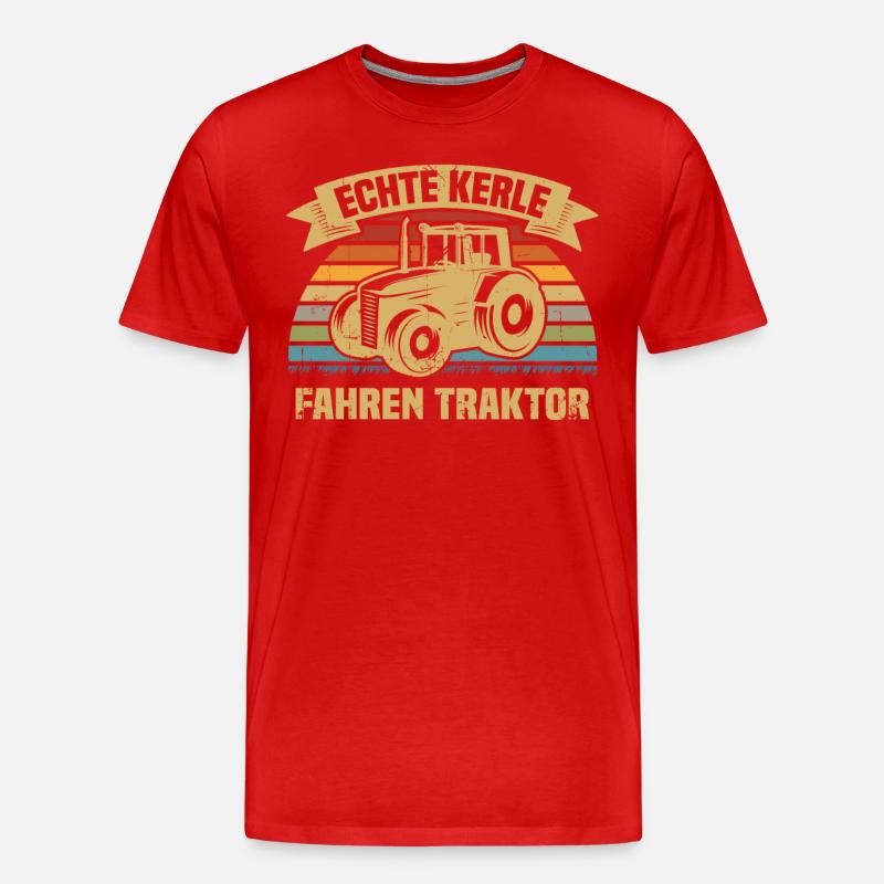 Echte Kerle fahren Traktor - Männer Premium Bio T-Shirt - Rot