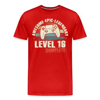 Level 16 Complete Geschenk zum 16. Geburtstag - Männer Premium Bio T-Shirt - Rot - Vorne - Damien (186cm)