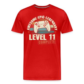Level 11 Complete Geschenk zum 11. Geburtstag - Männer Premium Bio T-Shirt - Rot - Vorne - Damien (186cm)