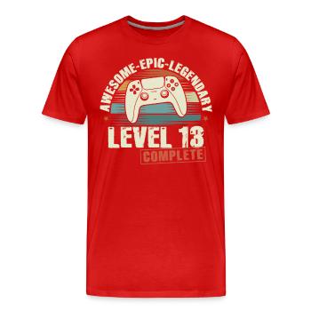 Level 13 Complete Geschenk zum 13. Geburtstag - Männer Premium Bio T-Shirt - Rot - Vorne - Damien (186cm)