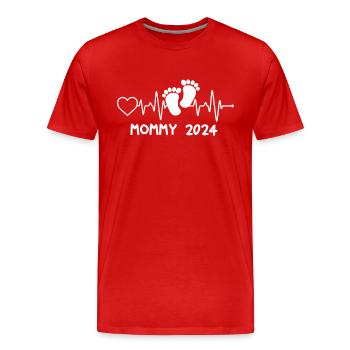 Mommy 2024 Herzschlag - Männer Premium Bio T-Shirt - Rot - Vorne - Damien (186cm)
