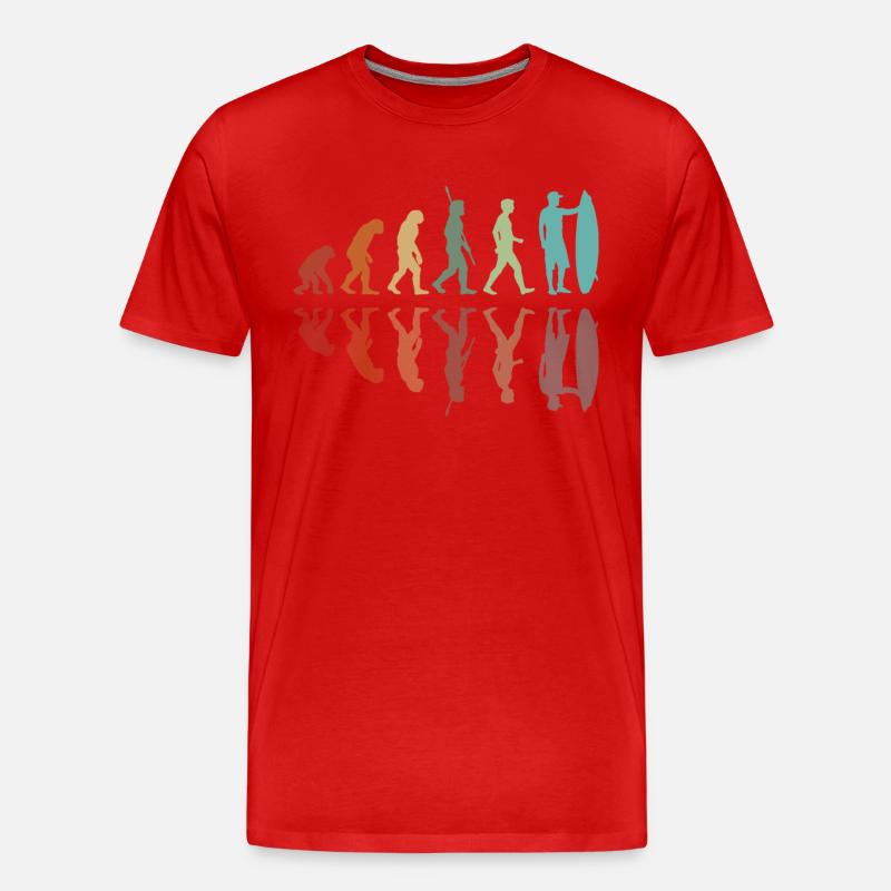 Evolution des Surfens - Männer Premium Bio T-Shirt - Rot
