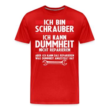 Ich bin schrauber - Männer Premium Bio T-Shirt - Rot - Vorne - Damien (186cm)