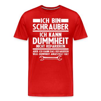 Ich bin schrauber - Männer Premium Bio T-Shirt - Rot - Vorne - Damien (186cm)