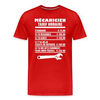 Mécanicien Tarif Horaire - T-shirt bio Premium Homme - rouge - Devant - Damien (186cm)