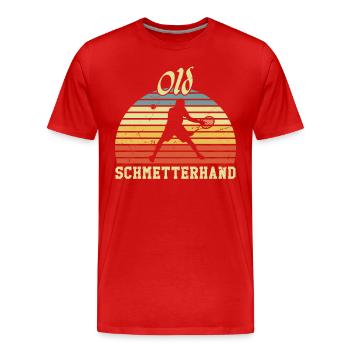 Tennis Rétro Vieux Smash Main - T-shirt bio Premium Homme - rouge - Devant - Damien (186cm)