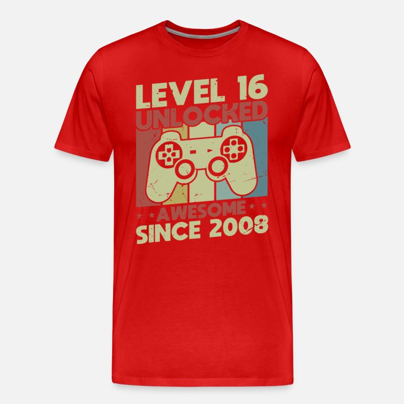 Level 16 freigeschaltet - Männer Premium Bio T-Shirt - Rot