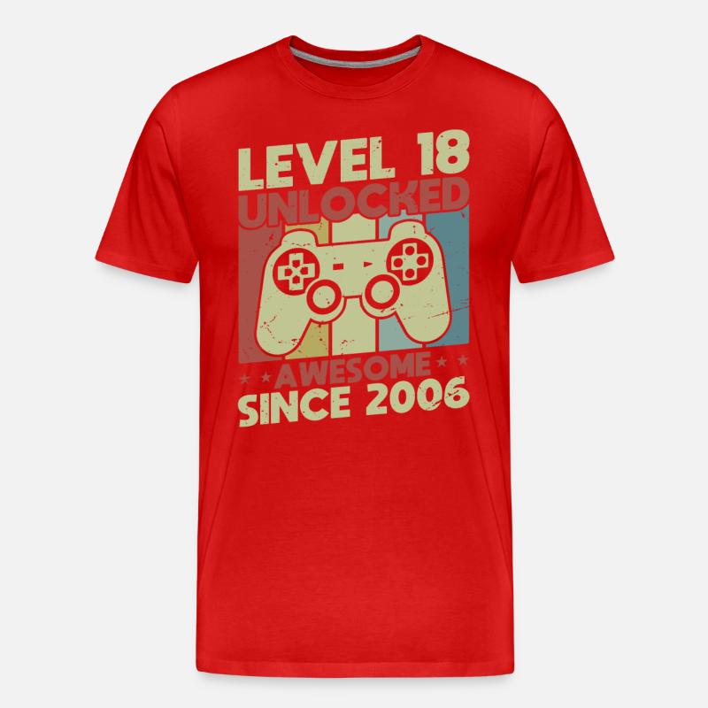 Level 18 freigeschaltet - Männer Premium Bio T-Shirt - Rot