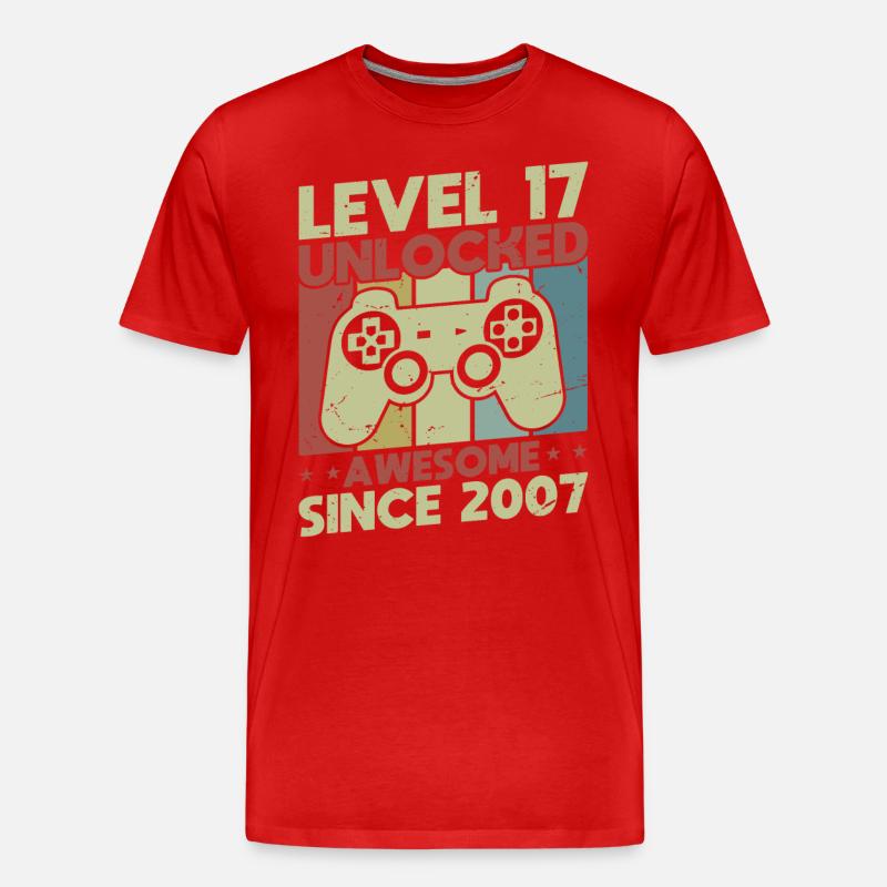 Level 17 freigeschaltet - Männer Premium Bio T-Shirt - Rot