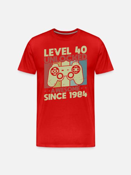 Level 40 Unlocked - Men's Premium Organic T-Shirt - red