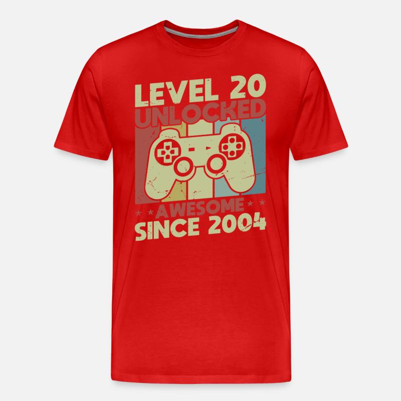 Level 20 freigeschaltet - Männer Premium Bio T-Shirt - Rot