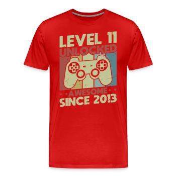 Level 11 freigeschaltet - Männer Premium Bio T-Shirt - Rot - Vorne - Damien (186cm)