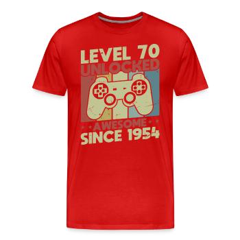 Level 70 freigeschaltet - Männer Premium Bio T-Shirt - Rot - Vorne - Damien (186cm)