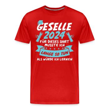 Geselle 2024 - Männer Premium Bio T-Shirt - Rot - Vorne - Damien (186cm)