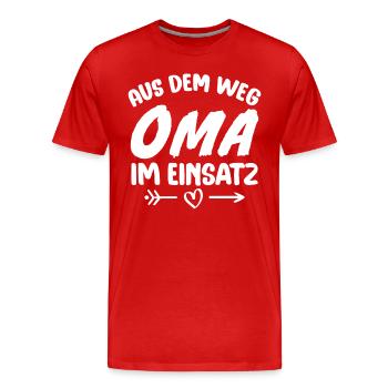 Aus dem weg Oma im einsatz - Männer Premium Bio T-Shirt - Rot - Vorne - Damien (186cm)