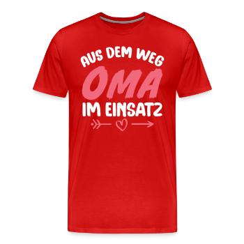 Aus dem weg Oma im einsatz - Männer Premium Bio T-Shirt - Rot - Vorne - Damien (186cm)