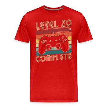 Level 20 Complete 20 Jahre Geburtstags Geschenk - Männer Premium Bio T-Shirt - Rot - Vorne - Damien (186cm)