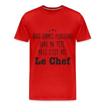 On est plusieurs dans ma tête - Humour - T-shirt bio Premium Homme - rouge - Devant - Damien (186cm)