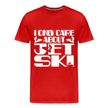 Ich kümmere mich nur um Jetski - Männer Premium Bio T-Shirt - Rot - Vorne - Damien (186cm)