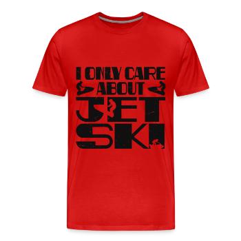 Ich kümmere mich nur um Jetski - Männer Premium Bio T-Shirt - Rot - Vorne - Damien (186cm)