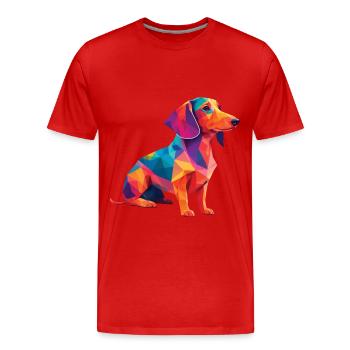 Dackel Hund lustiges Hunde Haustier Hundebesitzer - Männer Premium Bio T-Shirt - Rot - Vorne - Damien (186cm)