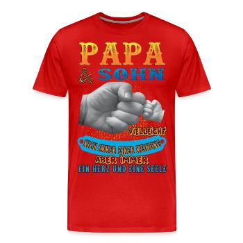 papa und sohn - Männer Premium Bio T-Shirt - Rot - Vorne - Damien (186cm)