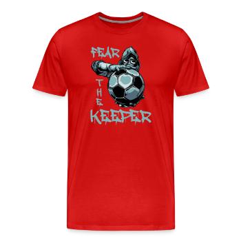 Fear The Keeper Fußball Torwart Tormann Torhüter - Männer Premium Bio T-Shirt - Rot - Vorne - Damien (186cm)