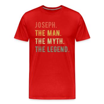 Joseph Vorname The Man The Myth The Legend - Männer Premium Bio T-Shirt - Rot - Vorne - Damien (186cm)