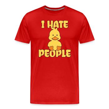 Détester les gens canard drôle mignon caneton caneton - T-shirt bio Premium Homme - rouge - Devant - Damien (186cm)