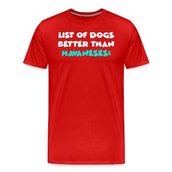 Bichon havanais - T-shirt bio Premium Homme - rouge - Devant - Damien (186cm)