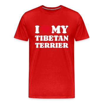 J’adore mon terrier tibétain Cadeau Terrier tibétain - T-shirt bio Premium Homme - rouge - Devant - Damien (186cm)