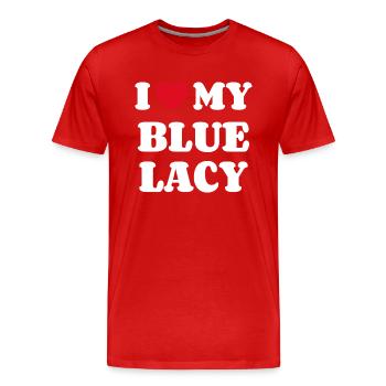 J’adore ma dentelle bleue - T-shirt bio Premium Homme - rouge - Devant - Damien (186cm)