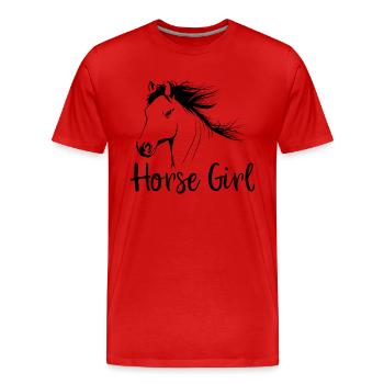 Fille de cheval Amoureux des chevaux Tête de cheval Fille - T-shirt bio Premium Homme - rouge - Devant - Damien (186cm)