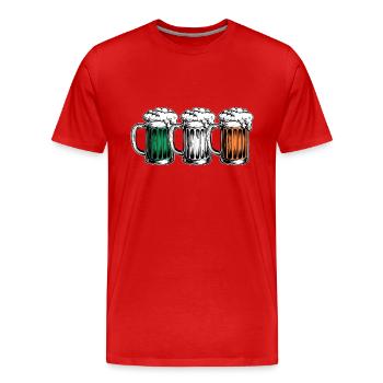 Saint-Patrick Bière Verres à bière Drapeau irlandais - T-shirt bio Premium Homme - rouge - Devant - Damien (186cm)