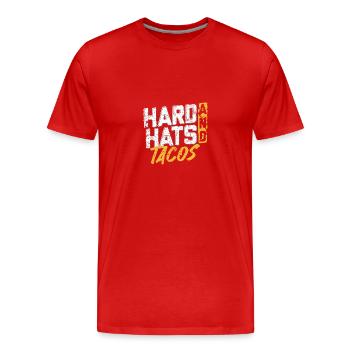 Amateur de construction de casques de sécurité et de tacos - T-shirt bio Premium Homme - rouge - Devant - Damien (186cm)
