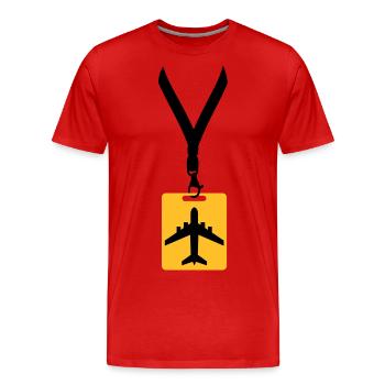 badge ligne avion avion mouche pilote vol voyage j - T-shirt bio Premium Homme - rouge - Devant - Damien (186cm)