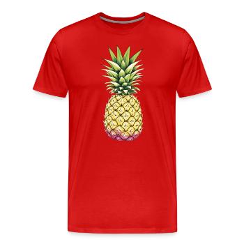 Summer Pineapple - Annanas - Men's Premium Organic T-Shirt - red - Front - Damien (186cm)