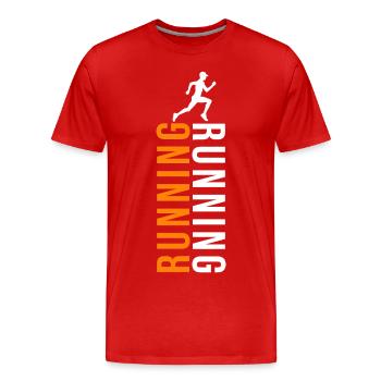 Idée cadeau course à pied, course à pied, sport, sportif - T-shirt bio Premium Homme - rouge - Devant - Damien (186cm)