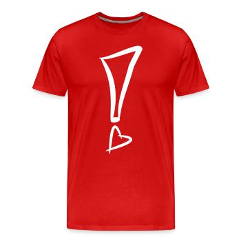 Point d’exclamation avec le cœur blanc vecteur cadeau - T-shirt bio Premium Homme - rouge - Devant - Damien (186cm)