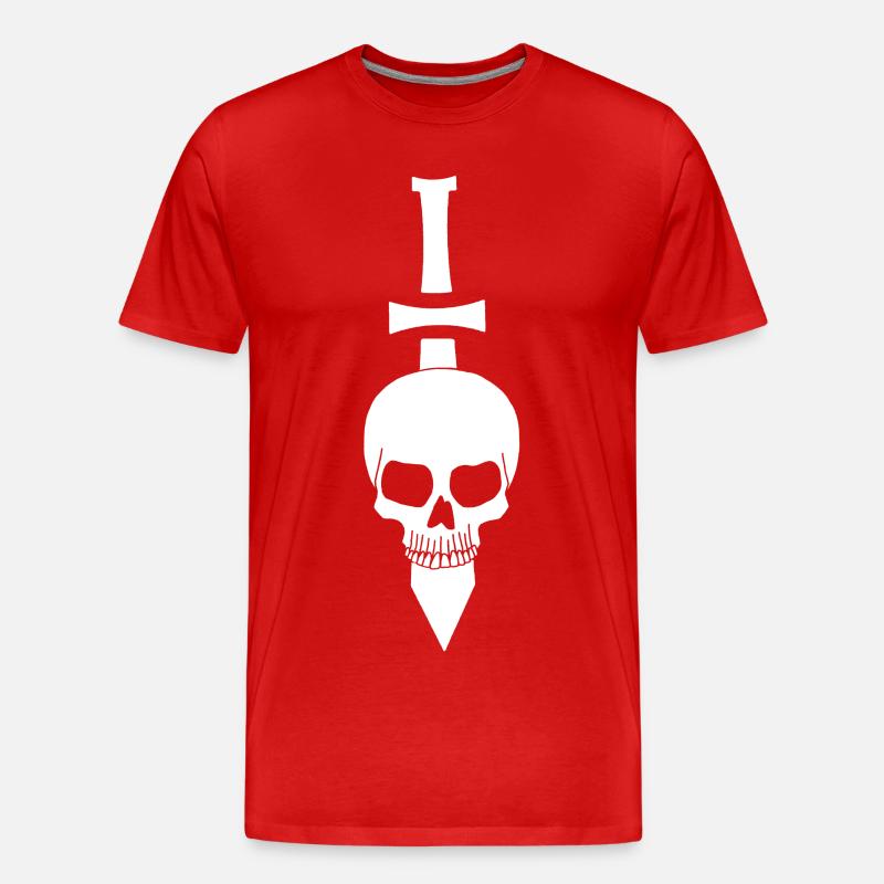 Crâne blanc et épée - T-shirt bio Premium Homme - rouge