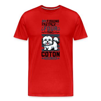 Pêche et Coton de Tuléar - T-shirt bio Premium Homme - rouge - Devant - Damien (186cm)