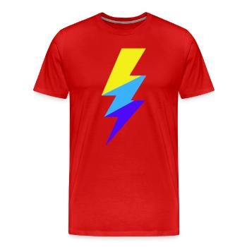 Faisceau néon tricolore - T-shirt bio Premium Homme - rouge - Devant - Damien (186cm)