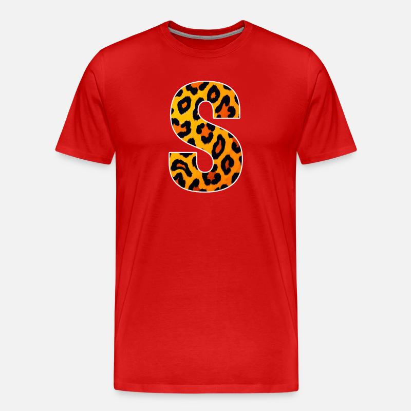 Leopardenmuster S Buchstabe - Männer Premium Bio T-Shirt - Rot