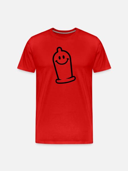 Kondom - Männer Premium Bio T-Shirt - Rot