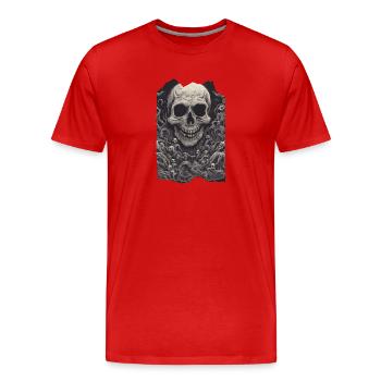 Monarchie malveillante Crâne maléfique Squelette mort-vivant - T-shirt bio Premium Homme - rouge - Devant - Damien (186cm)