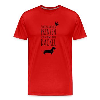 Prinz & Dackel - Männer Premium Bio T-Shirt - Rot - Vorne - Damien (186cm)