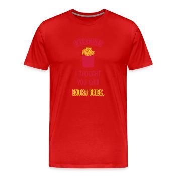 Exercise Extra Fries Zitat - Männer Premium Bio T-Shirt - Rot - Vorne - Damien (186cm)
