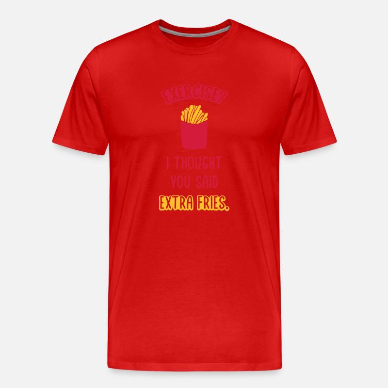 Exercise Extra Fries Zitat - Männer Premium Bio T-Shirt - Rot